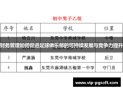 财务管理如何促进足球俱乐部的可持续发展与竞争力提升